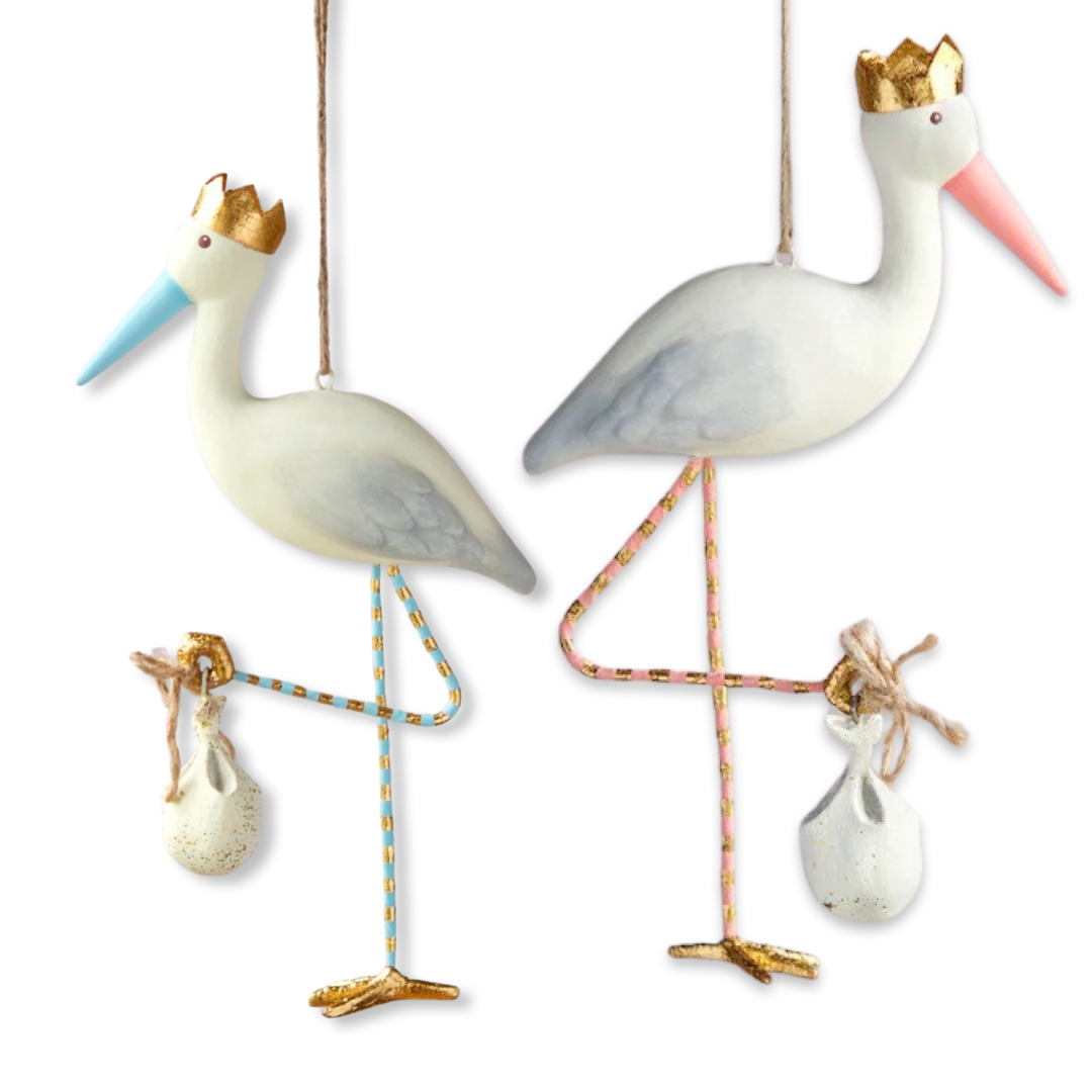 Glitterville Royal Stork Ornament