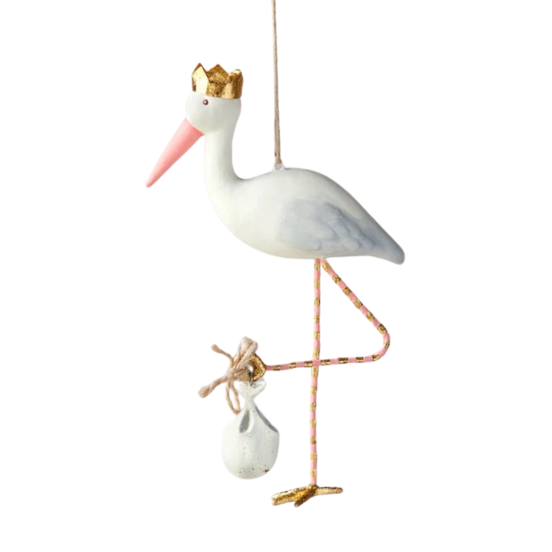 Glitterville Royal Stork Ornament