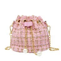 ZG Tweed Drawstring Bag - Pink