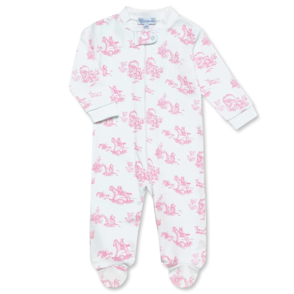 Nella Pima Pink Toile Baby Pajamas