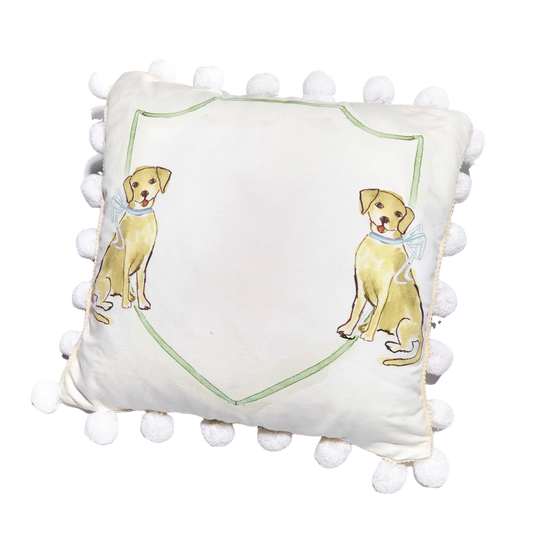 Pom Pom Pillow - Yellow Dog