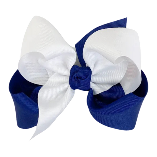 BC Two-Toned Bow - Navy & White