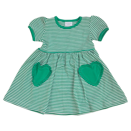 Squiggles Dress - Green Heart