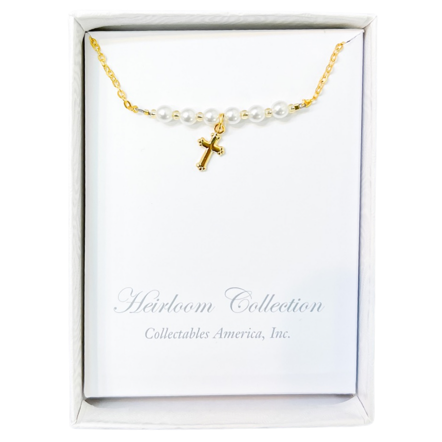 CA Pearl Gold Cross Necklace