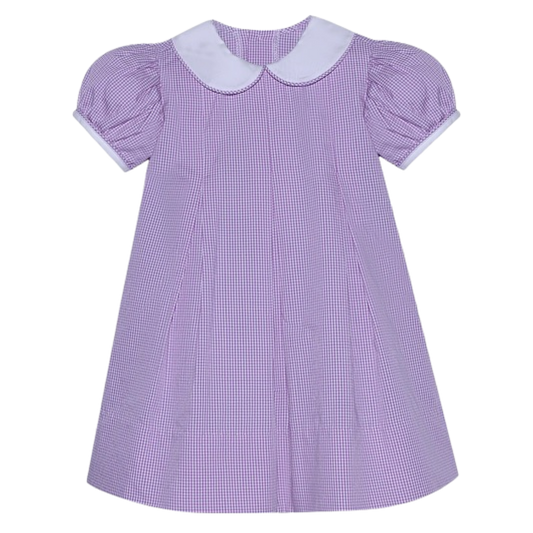RN Pleat Dress - Lavender Gingham