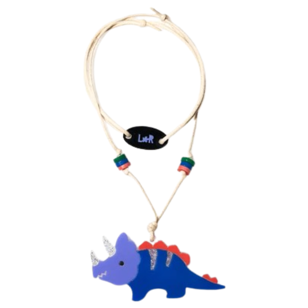 LR Necklace - Blue Triceratops