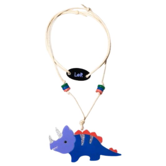 LR Necklace - Blue Triceratops