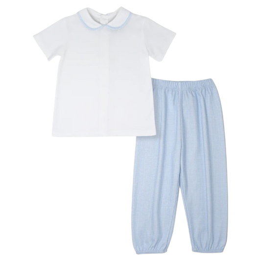 Lullaby Set Sibley Gathered Pant Set - White/Blue