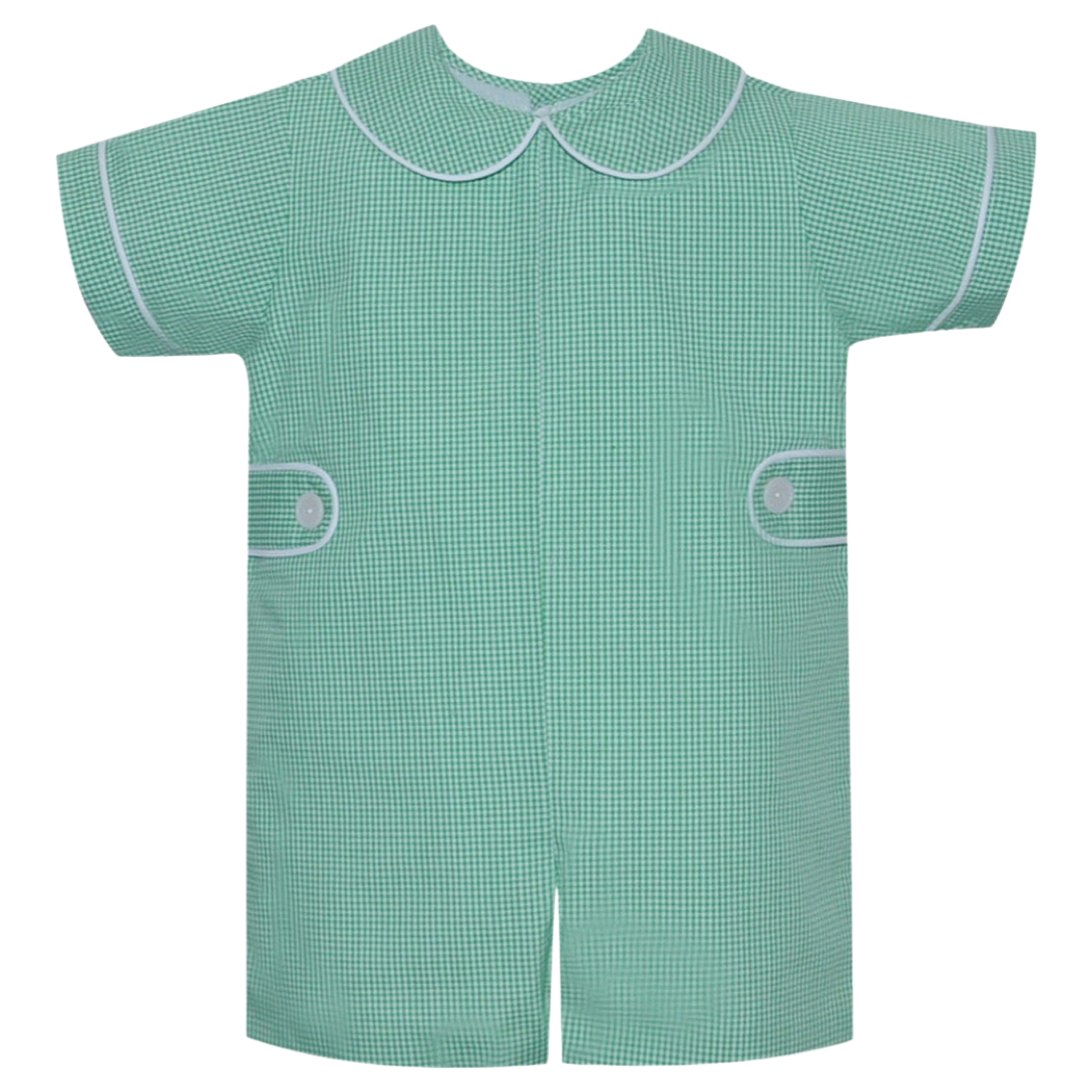 RN Romper - Kelly Green Gingham