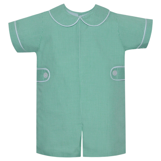 RN Romper - Kelly Green Gingham