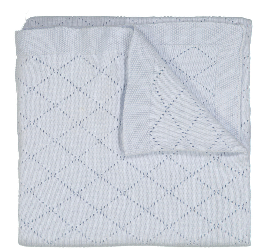 Feltman Brothers: Diamond Pointelle Knit Blanket / Blue