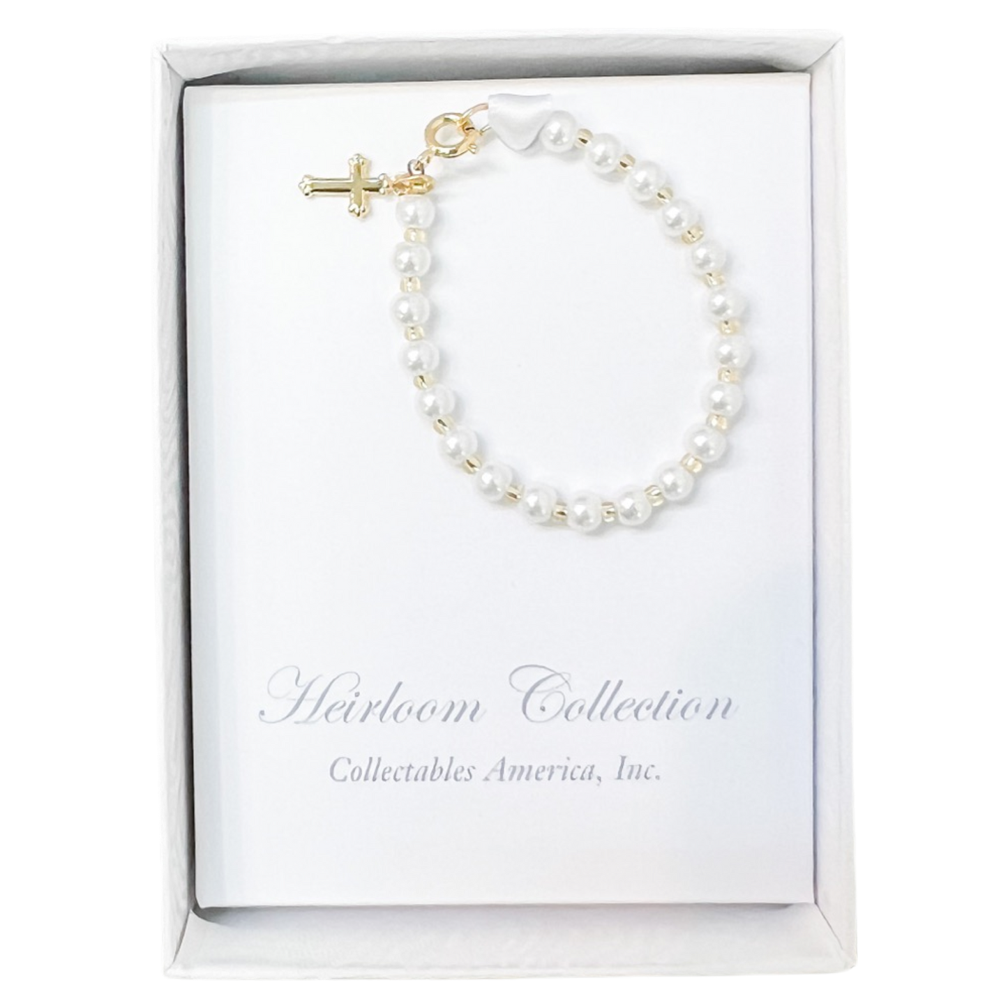 CA Gold Cross Pearl Bracelet