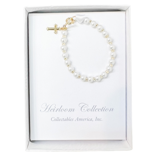 CA Gold Cross Pearl Bracelet